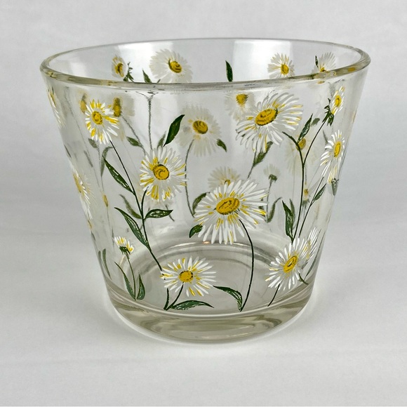 Mid-Century Cera Small Glass Ice Bucket With Daisy Motif - Picture 7 of 16